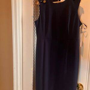 Calvin Klein Blue Sleeveless Sheath Dress Crew Neck
